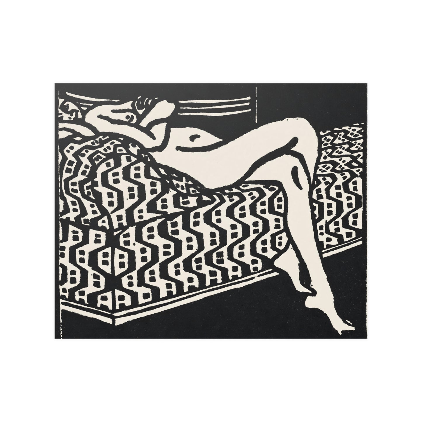 Nude Girl Lying on a Sofa (1905) by Ernst Ludwig Kirchner Fine Art Print Poster Wall Decor