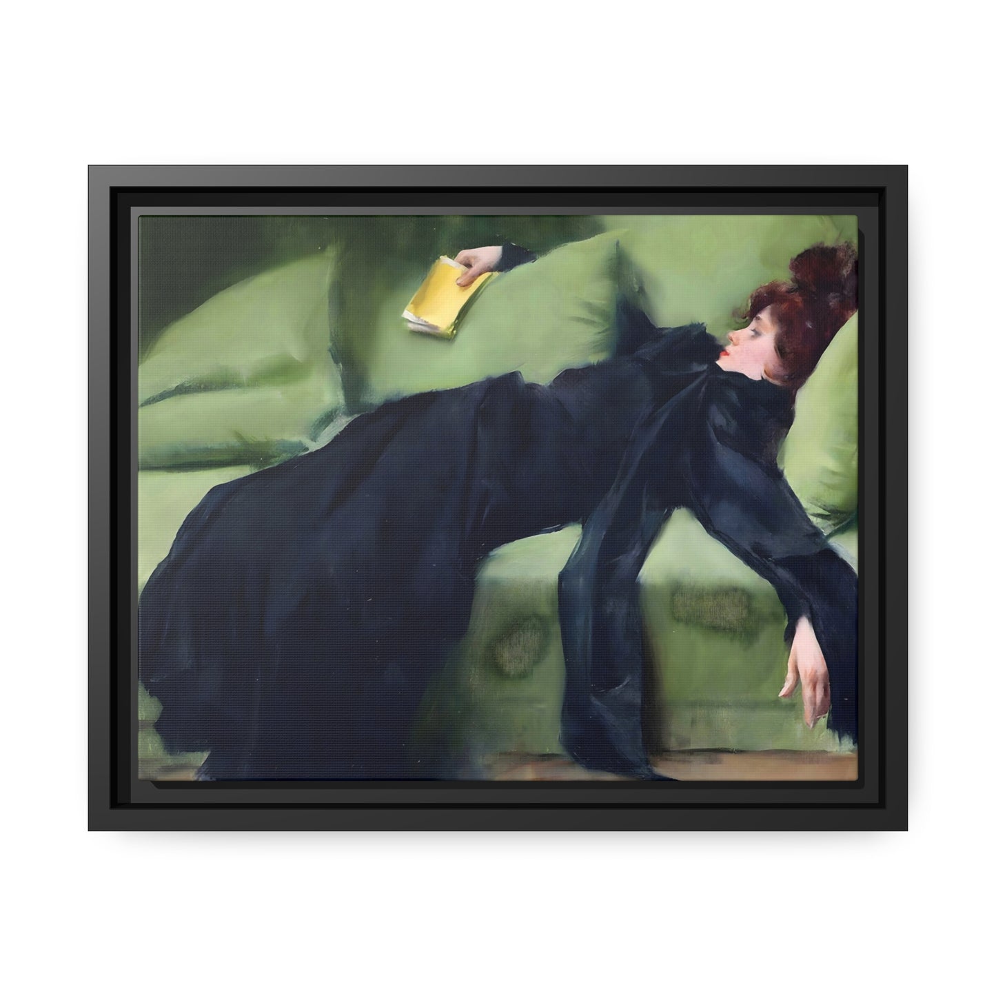 After The Ball By Ramon Casas, Decadent Young Woman Fine Art Print, Matte Canvas, Black Frame