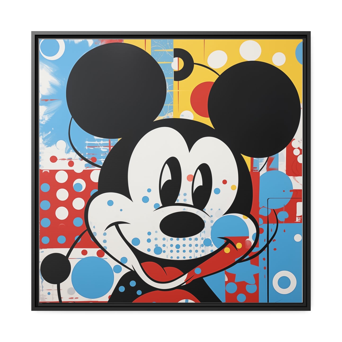 Pop Art Mickey Framed Fine Art Print, Matte Canvas, Black Frame