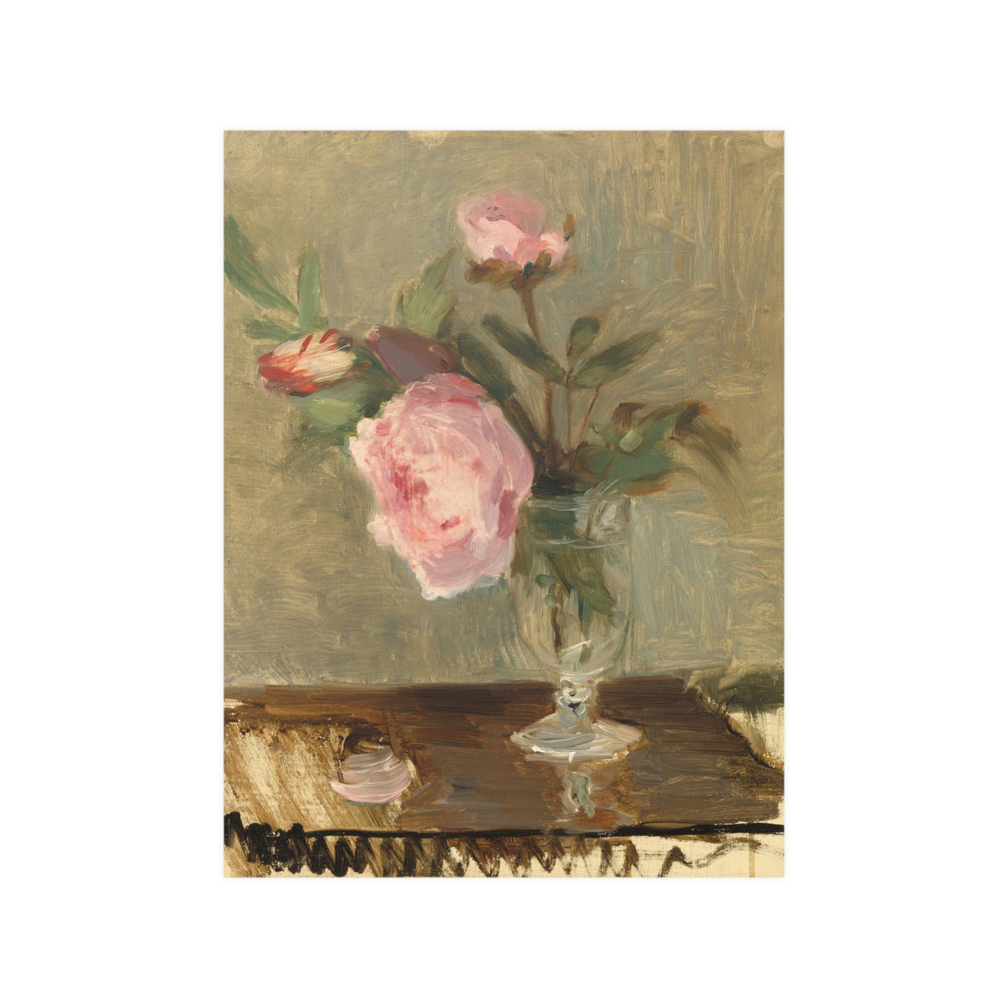 Berthe Morisot: Peonies, c.1869 Satin Poster Upscale Home Decor