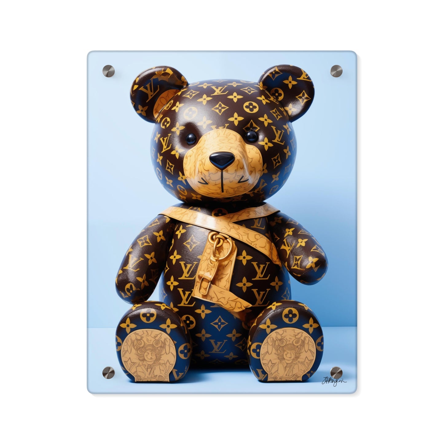 Pop Art LV Teddy Bear Mashup Acrylic Wall Art Panel