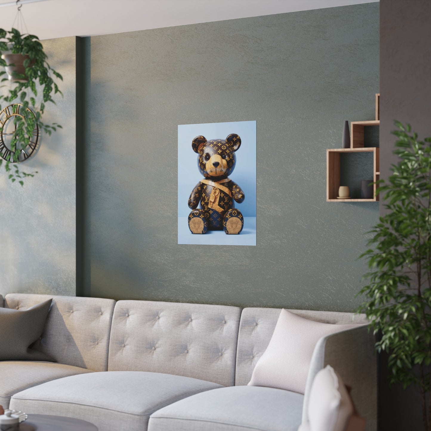 Hip Hop Bling Bling Bear Art Print Satin Poster Upscale Home Decor