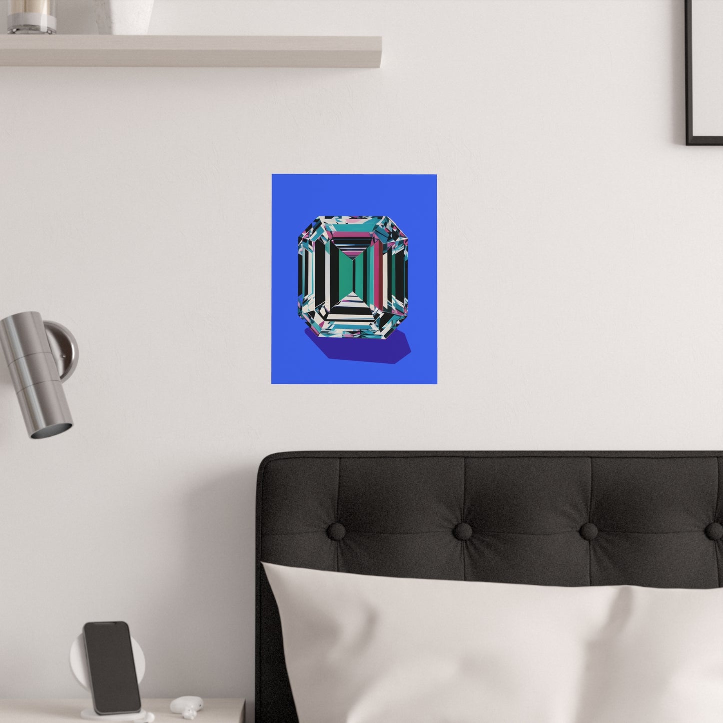 Pop Art Blue 2 Diamond Gem Satin Poster Upscale Home Decor