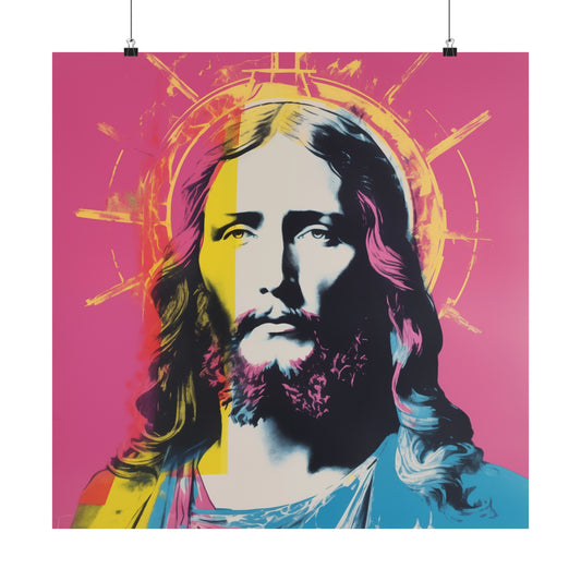 Pop Art Jesus Christ Matte Square Poster