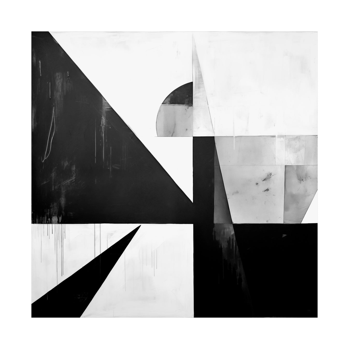 Abstract Black & White Geometry Minimalist Modern Art print Matte Square Poster Art