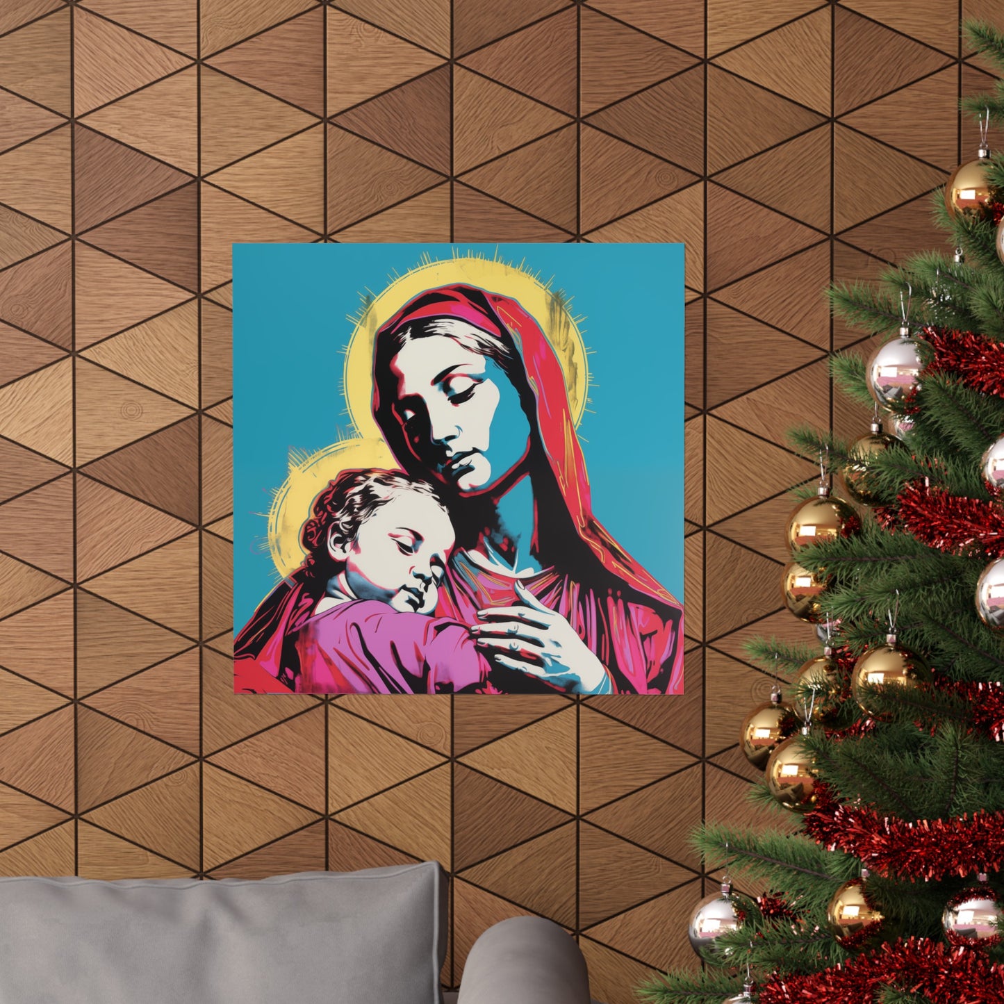 Pop Art Jesus and Mary, Mother & Son: Matte Square Poster