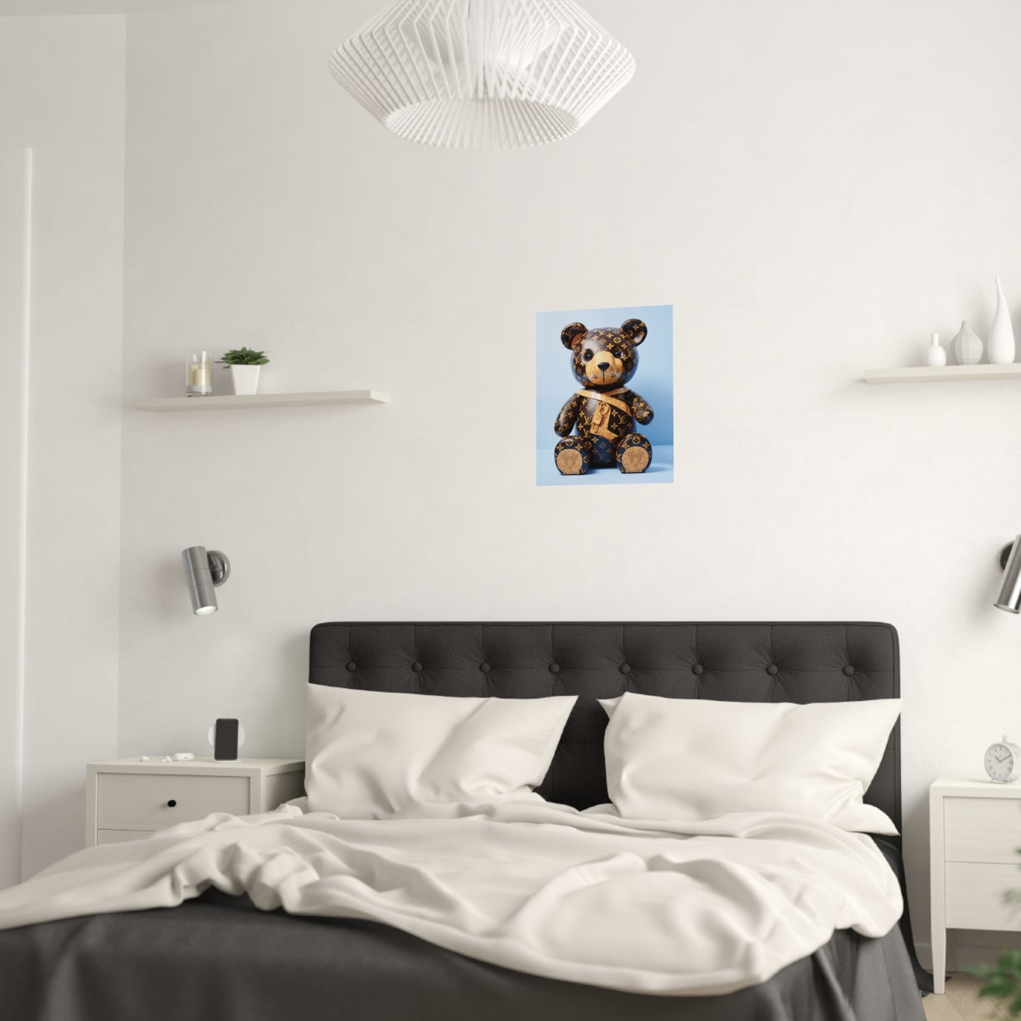 Hip Hop Bling Bling Bear Art Print Satin Poster Upscale Home Decor