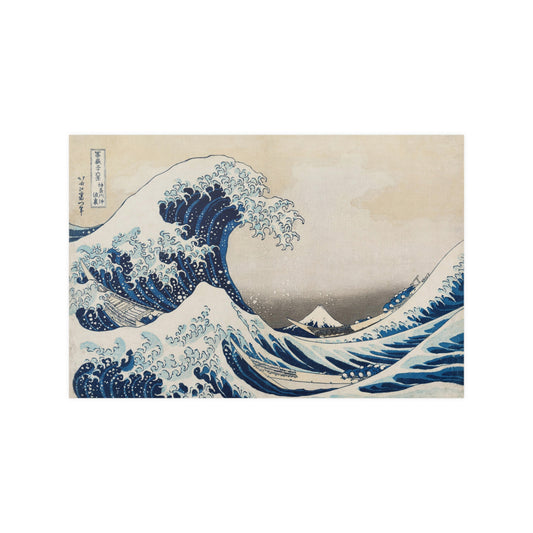 Hokusai's Under the Wave off Kanagawa (1830-1833) vintage Japanese woodcut print Satin Art Poster Upscale Home Decor