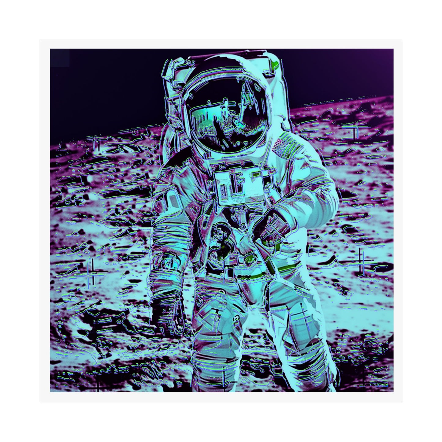 Pop Art Man on the Moon Astronaut Matte Square Poster Art, Warhol inspired Pop Art, Graffiti, Hip Hop