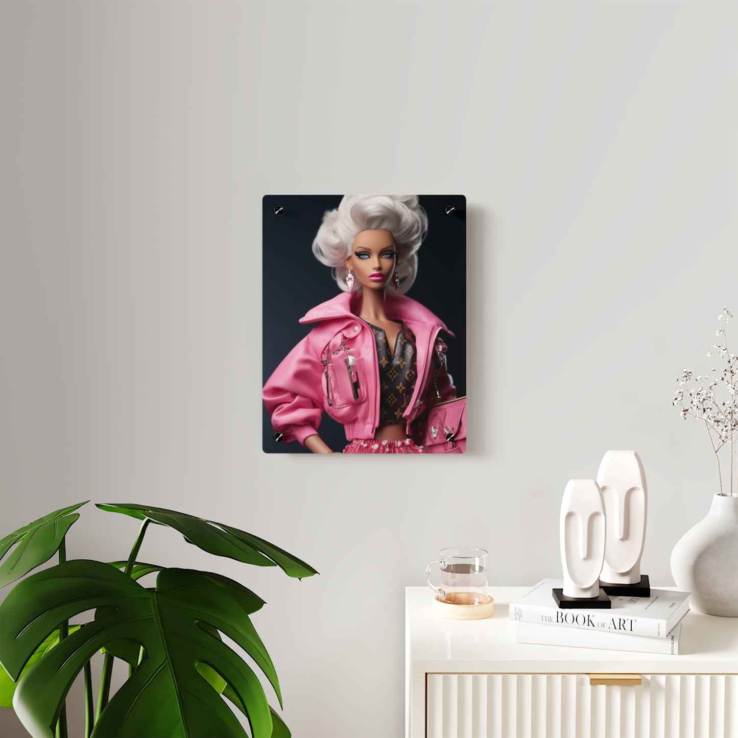 Pop Art Ultra Glam Barbie Acrylic Wall Art Panel in Multiple Sizes