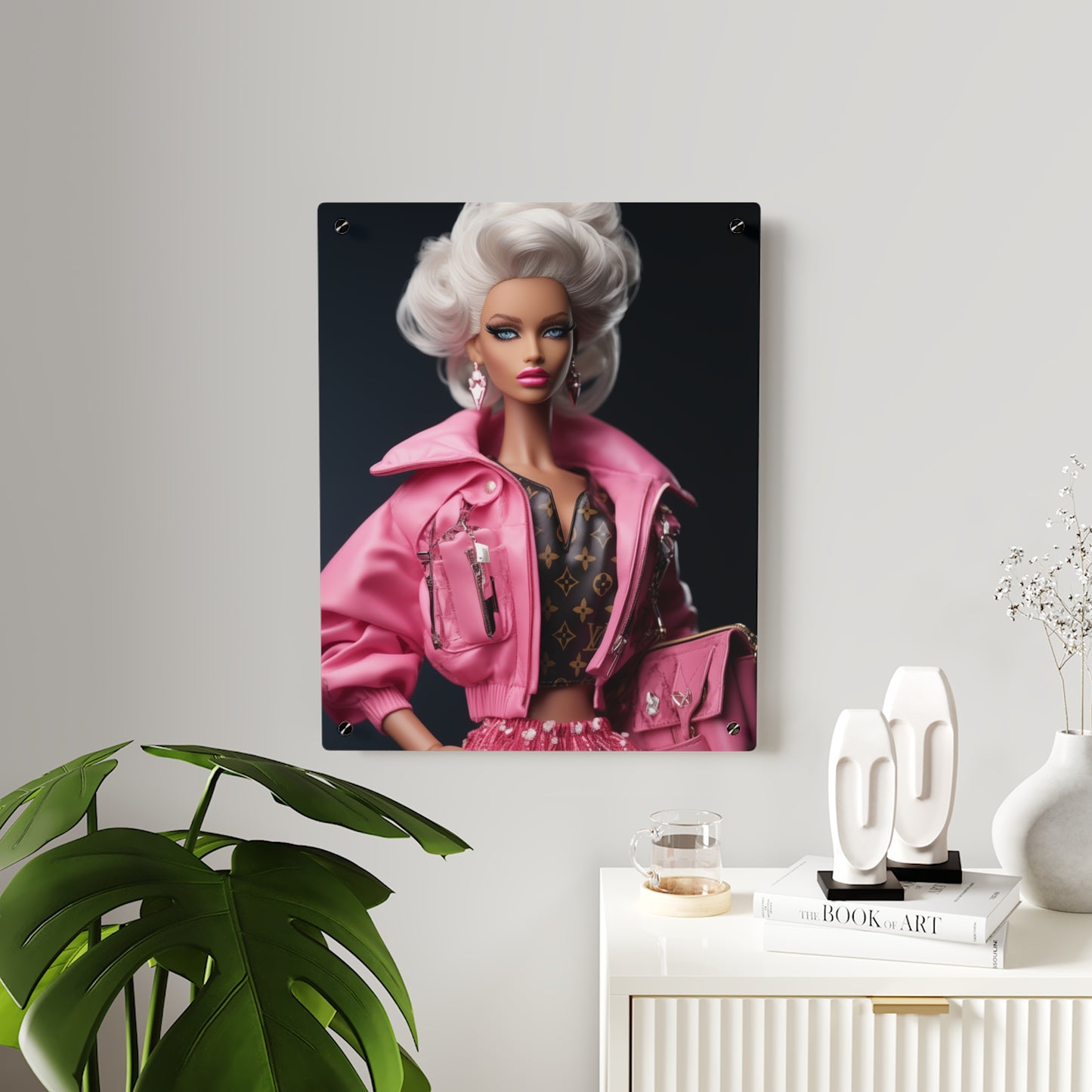 Pop Art Ultra Glam Barbie Acrylic Wall Art Panel in Multiple Sizes