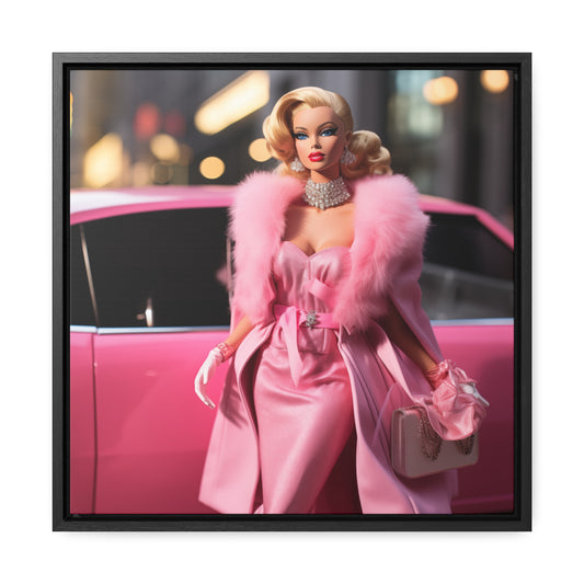 Pop Art Barbie Print on Canvas, in Gallery Frame