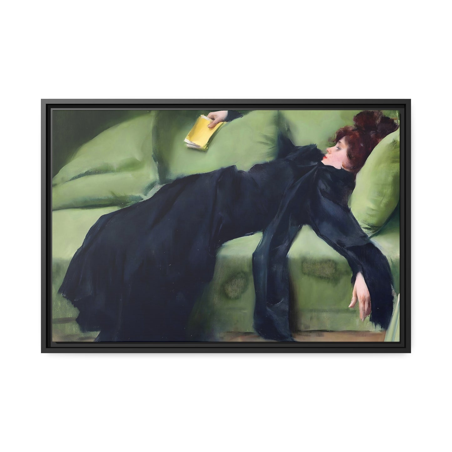 After The Ball By Ramon Casas, Decadent Young Woman Fine Art Print, Matte Canvas, Black Frame