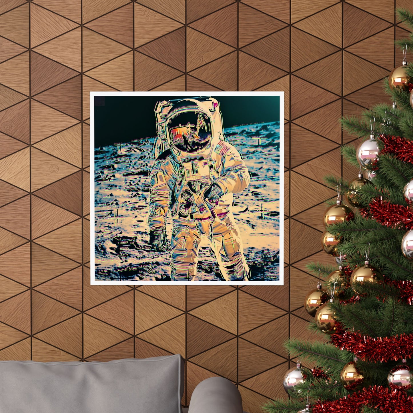 Pop Art Man on the Moon Astronaut Matte Square Poster Art, Warhol inspired Pop Art, Graffiti, Hip Hop