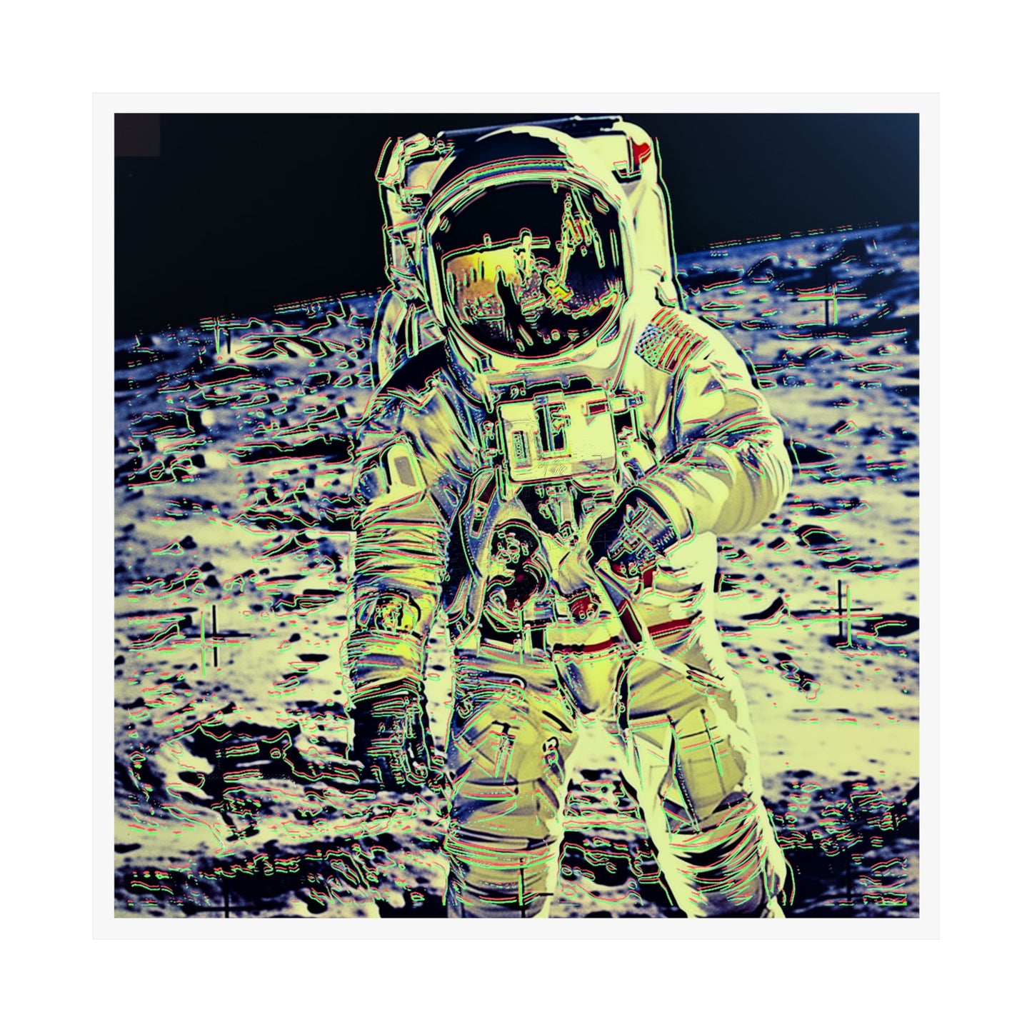 Pop Art Man on the Moon Astronaut Matte Square Poster Art, Warhol inspired Pop Art, Graffiti, Hip Hop