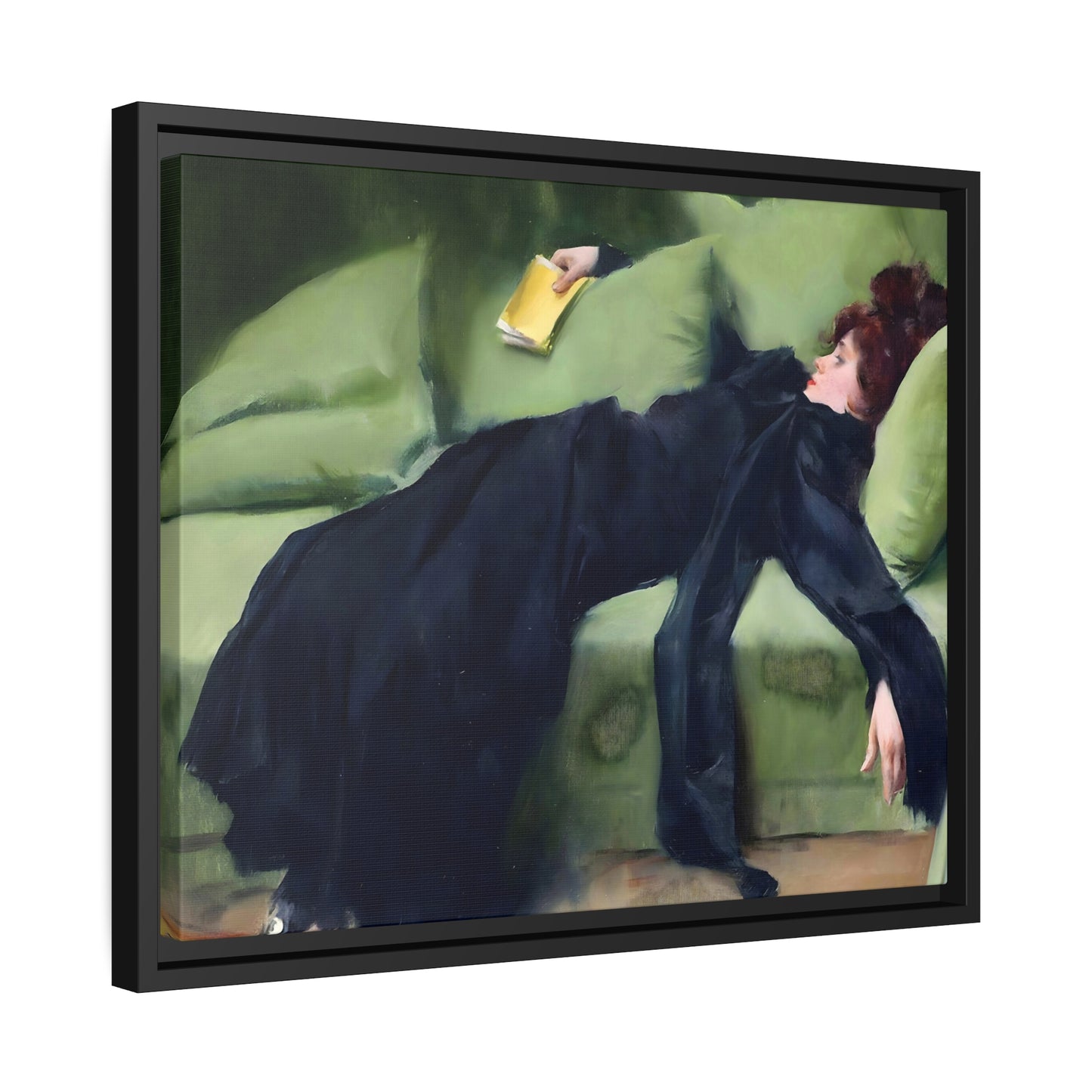 After The Ball By Ramon Casas, Decadent Young Woman Fine Art Print, Matte Canvas, Black Frame