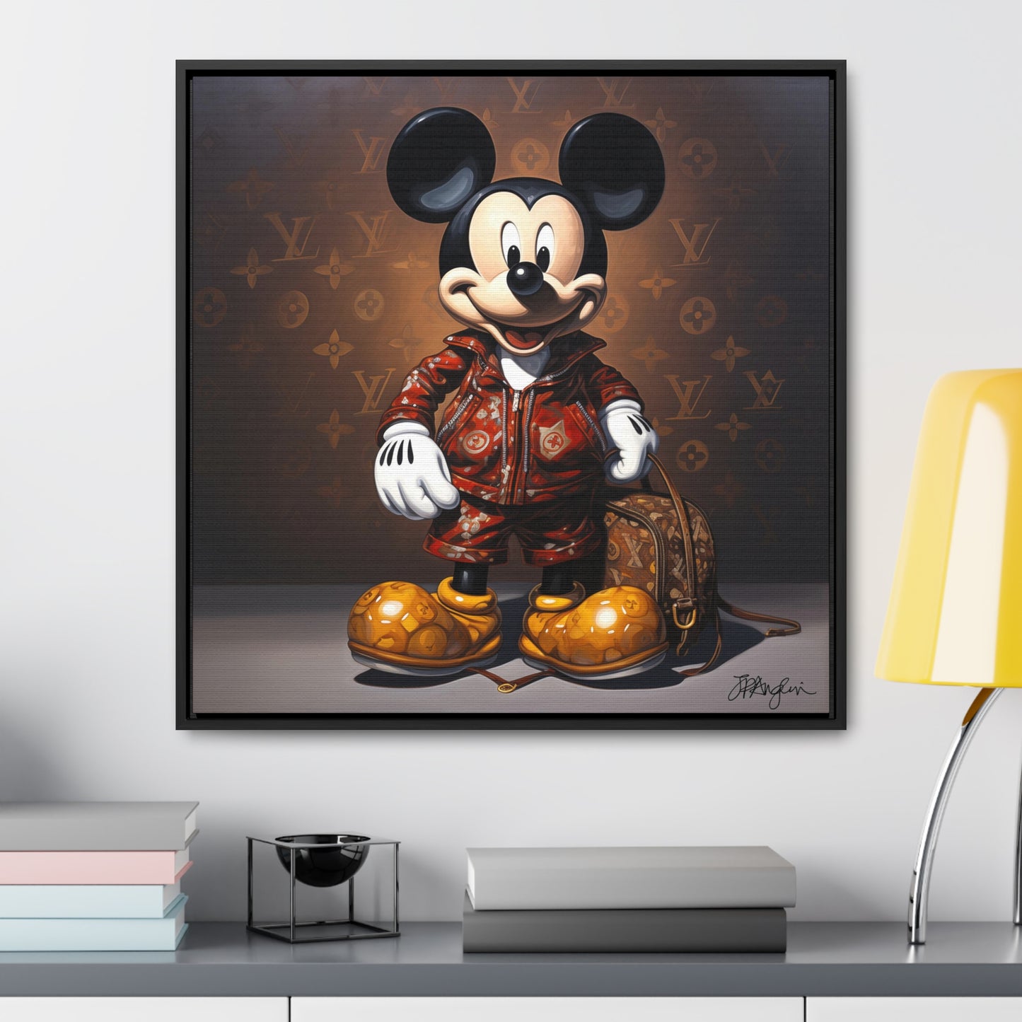 Pop Art Dapper Haute Couture Mickey Artwork Print on Canvas, in Gallery Frame