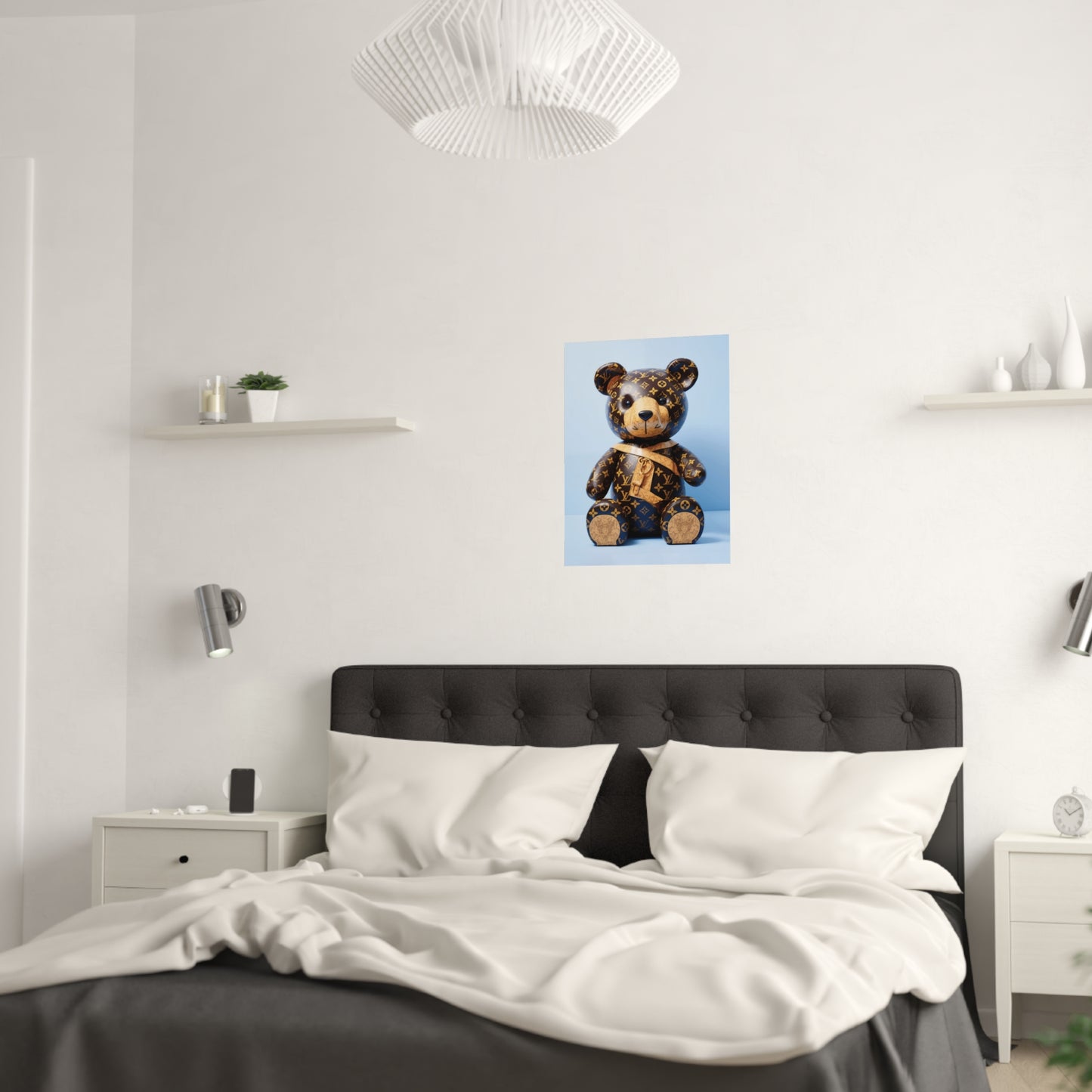 Hip Hop Bling Bling Bear Art Print Satin Poster Upscale Home Decor