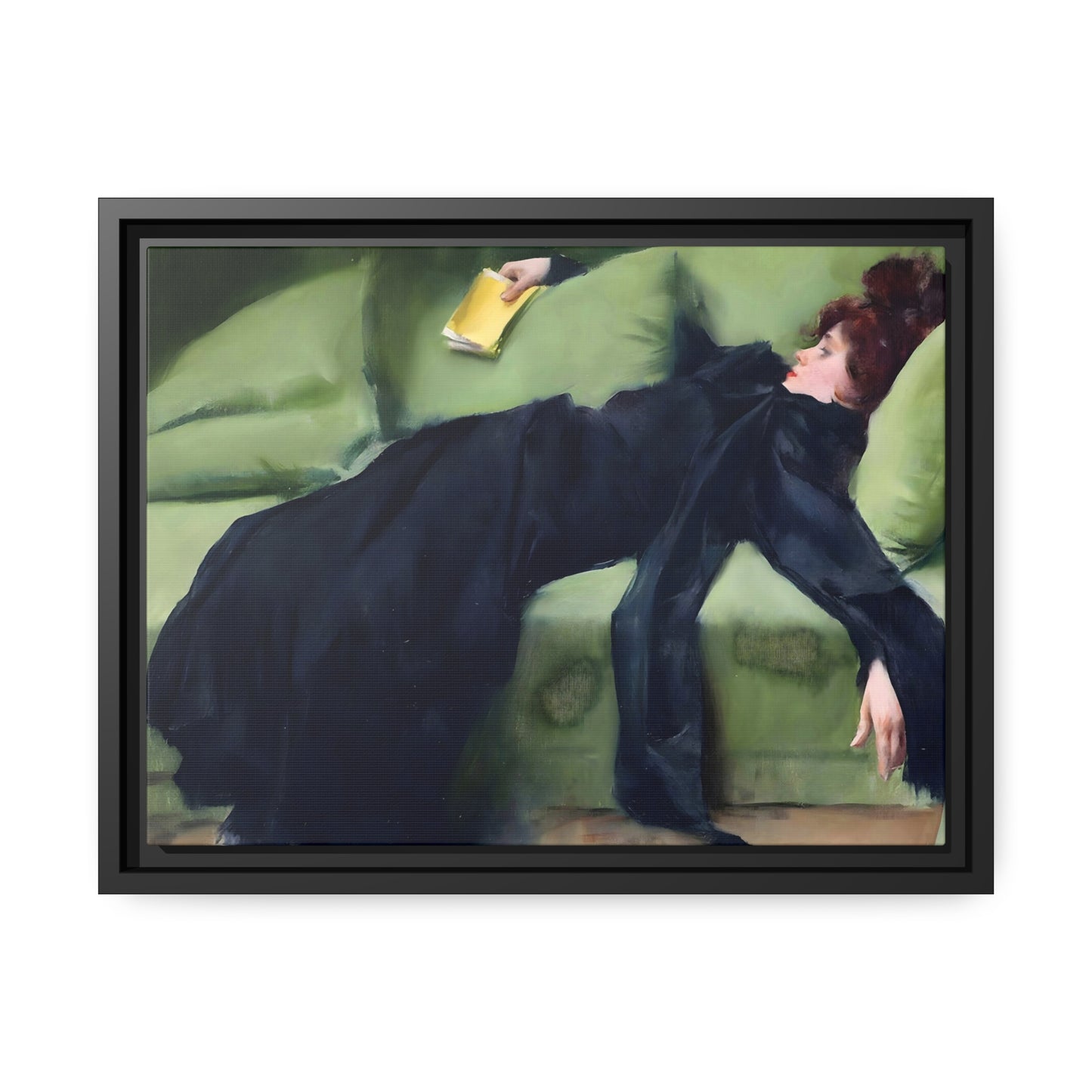 After The Ball By Ramon Casas, Decadent Young Woman Fine Art Print, Matte Canvas, Black Frame