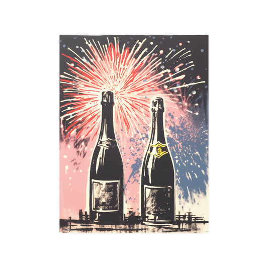 Pop Art Champagne and Fireworks New Year's Art Print Wall Decor