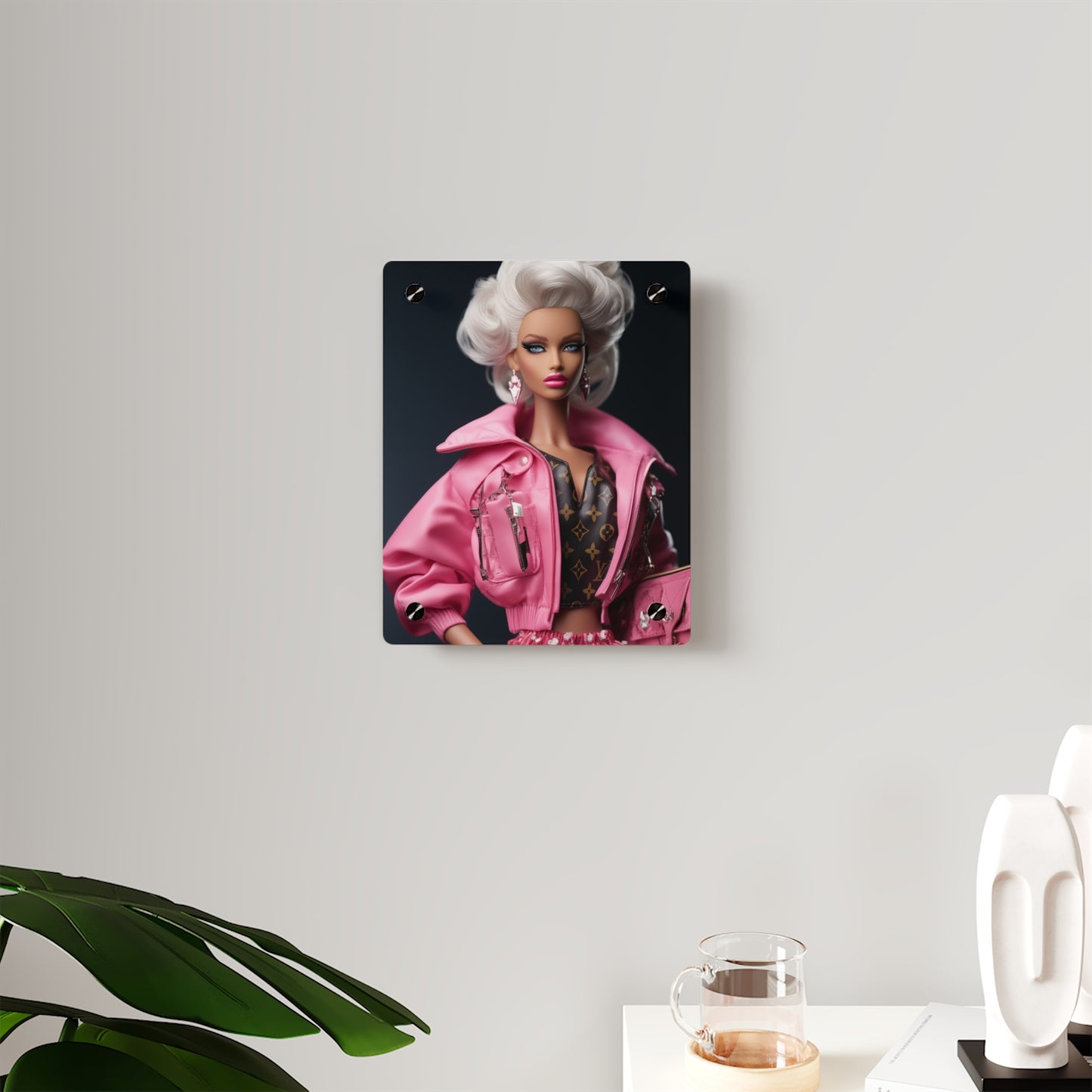 Pop Art Ultra Glam Barbie Acrylic Wall Art Panel in Multiple Sizes