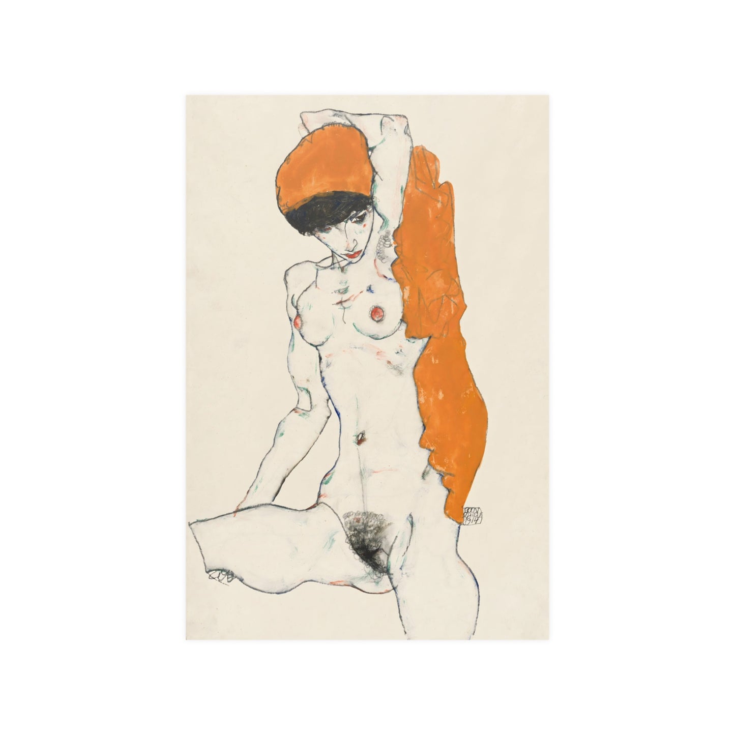 Nude Woman 1918 by Egon Schiele Fine Art Print Poster Wall Decor