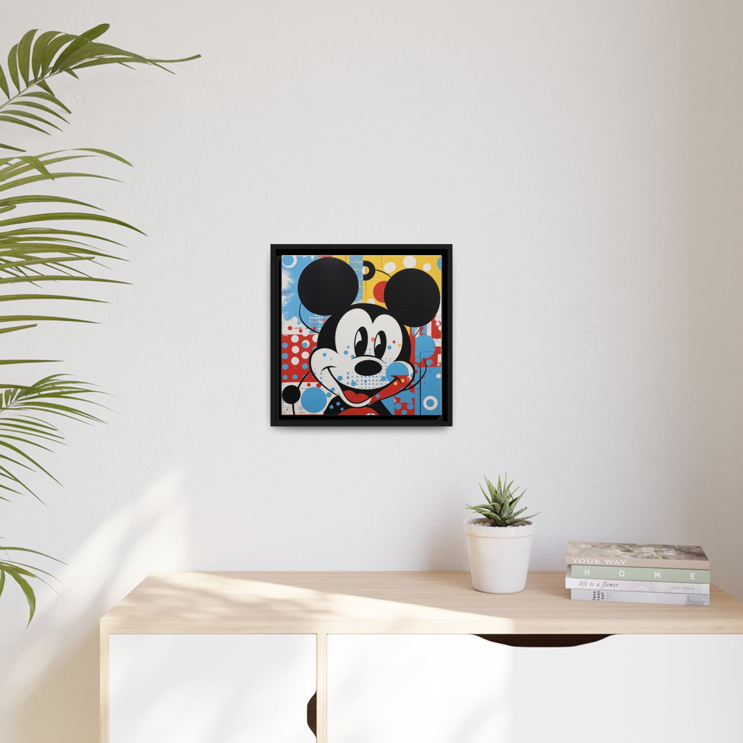 Pop Art Mickey Framed Fine Art Print, Matte Canvas, Black Frame