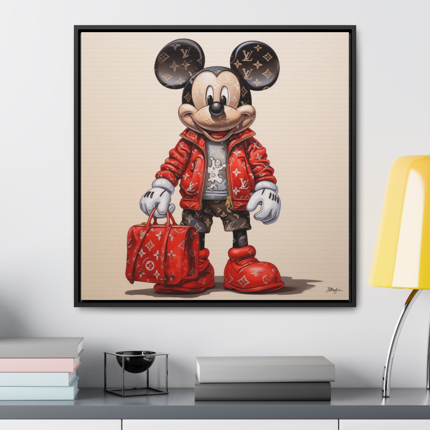 Pop Art XXL Haute Couture Mickey Artwork Print on Canvas, in Gallery Frame