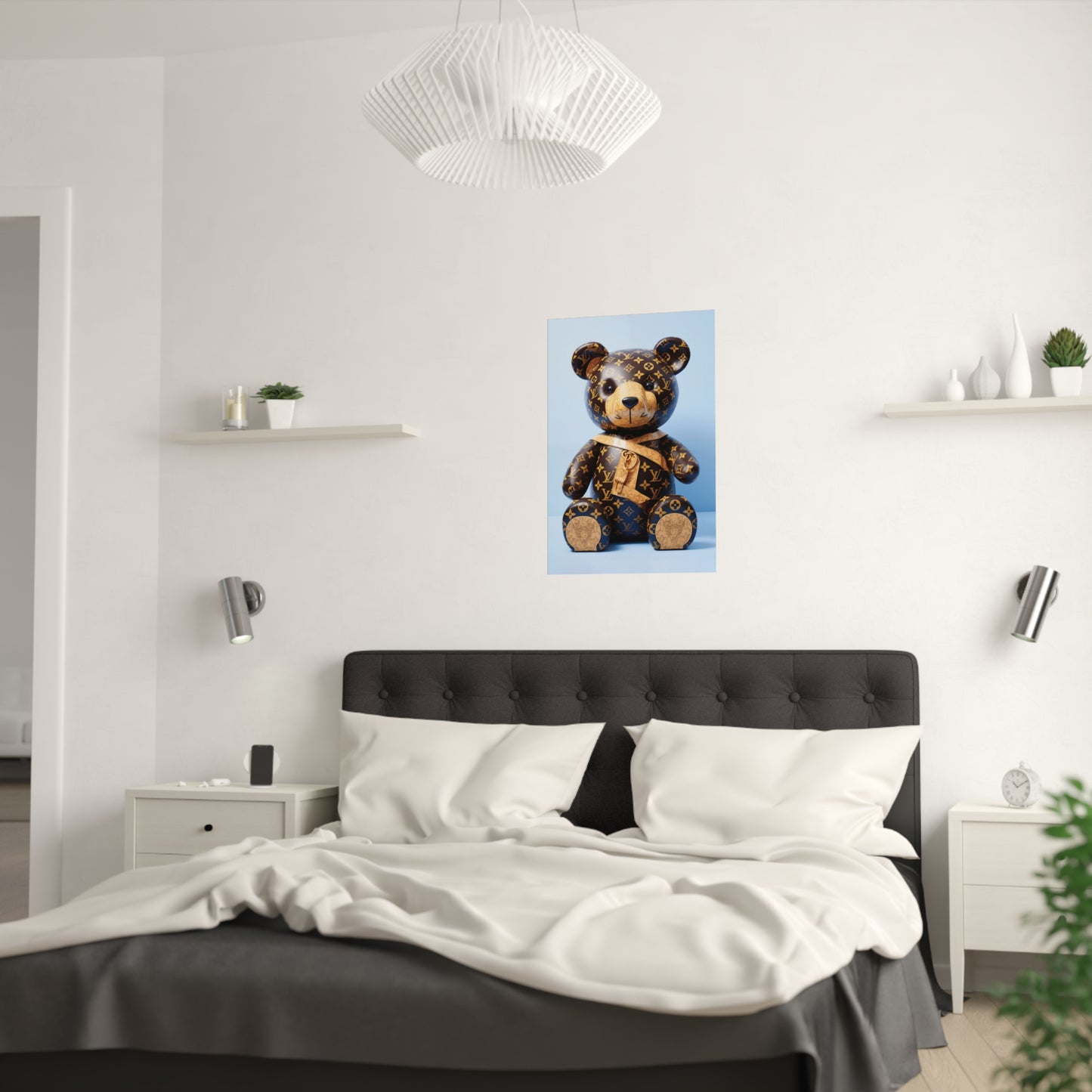 Hip Hop Bling Bling Bear Art Print Satin Poster Upscale Home Decor