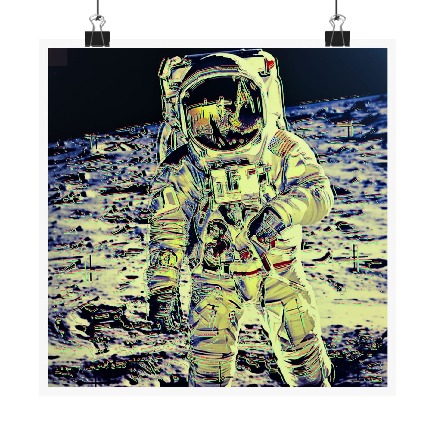 Pop Art Man on the Moon Astronaut Matte Square Poster Art, Warhol inspired Pop Art, Graffiti, Hip Hop