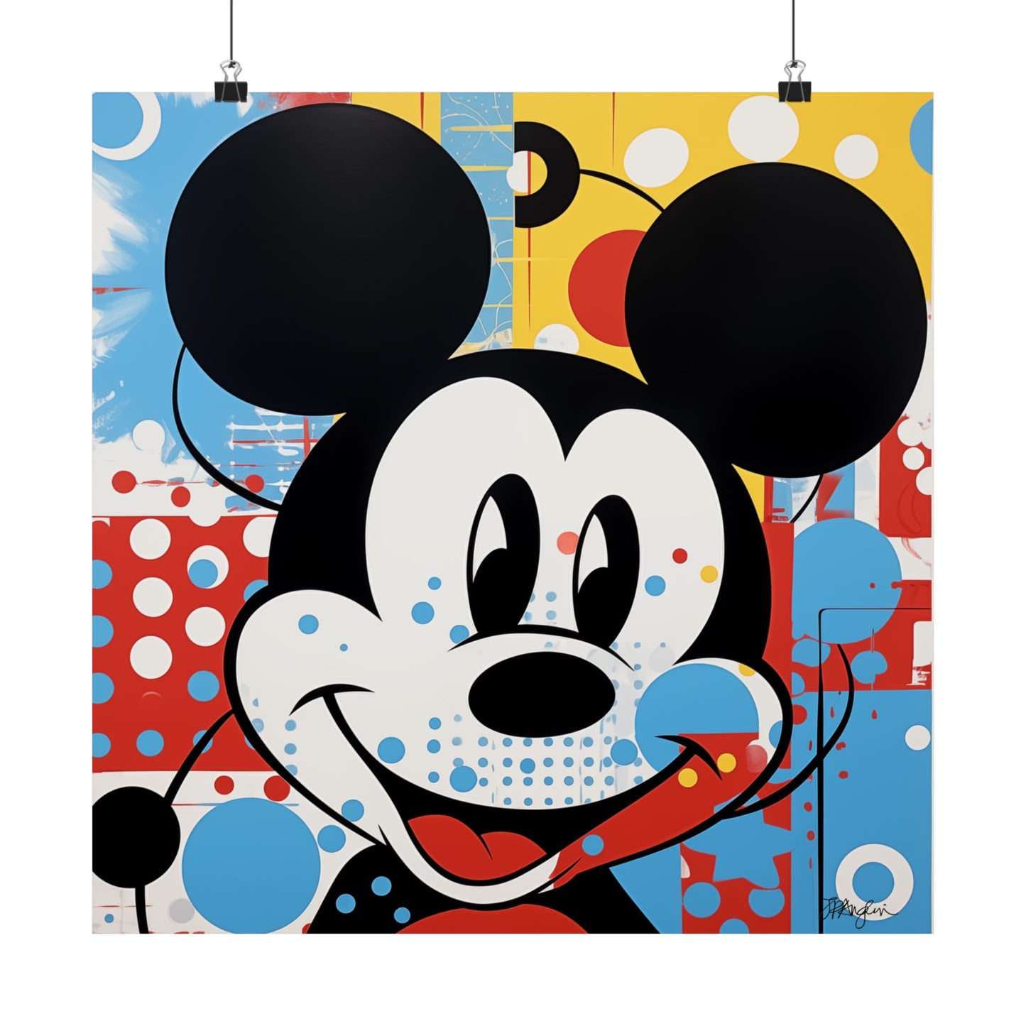 Pop Art Mickey Mouse Matte Square Poster Wall Art in Multiple Sizes Pop Home Wall Decor