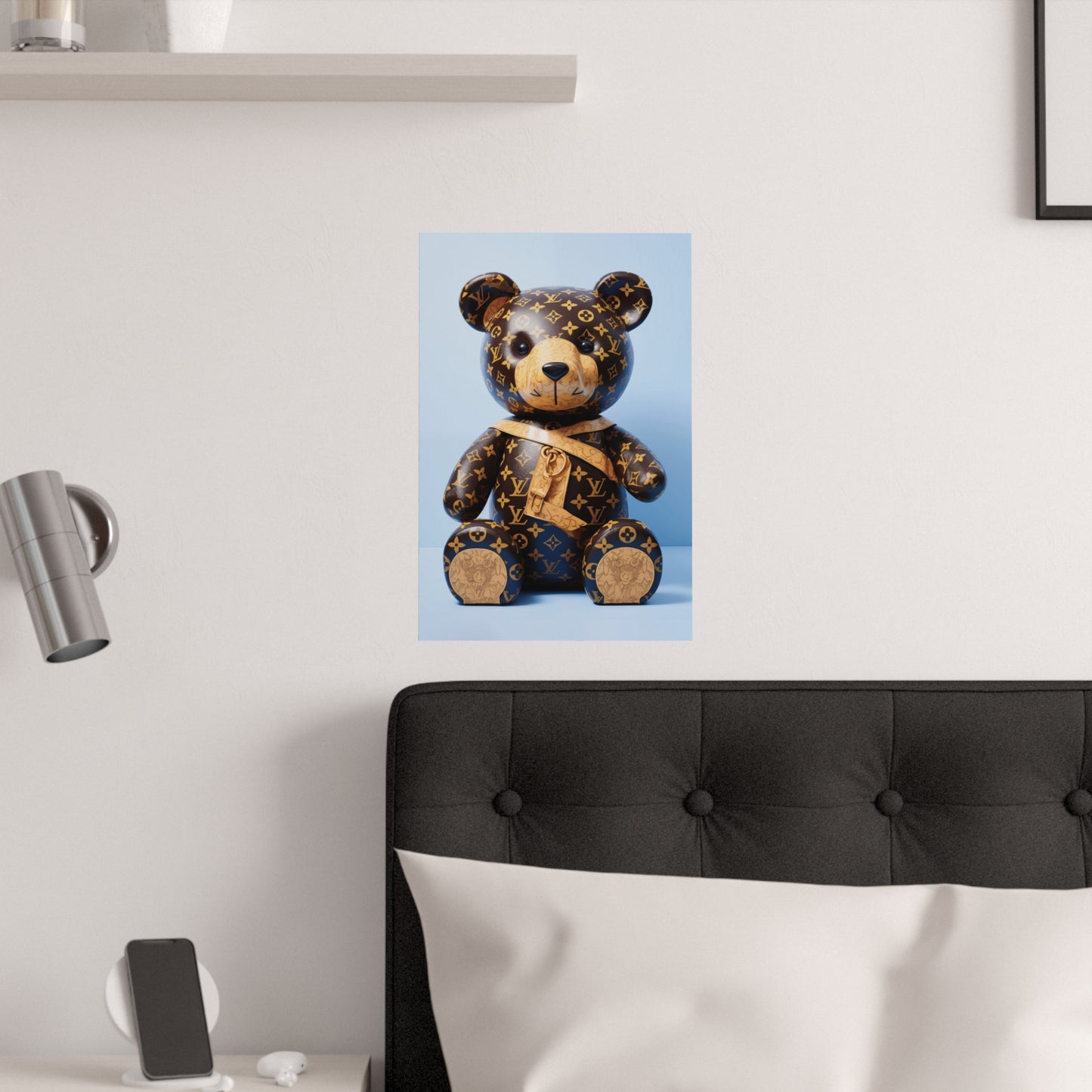 Hip Hop Bling Bling Bear Art Print Satin Poster Upscale Home Decor