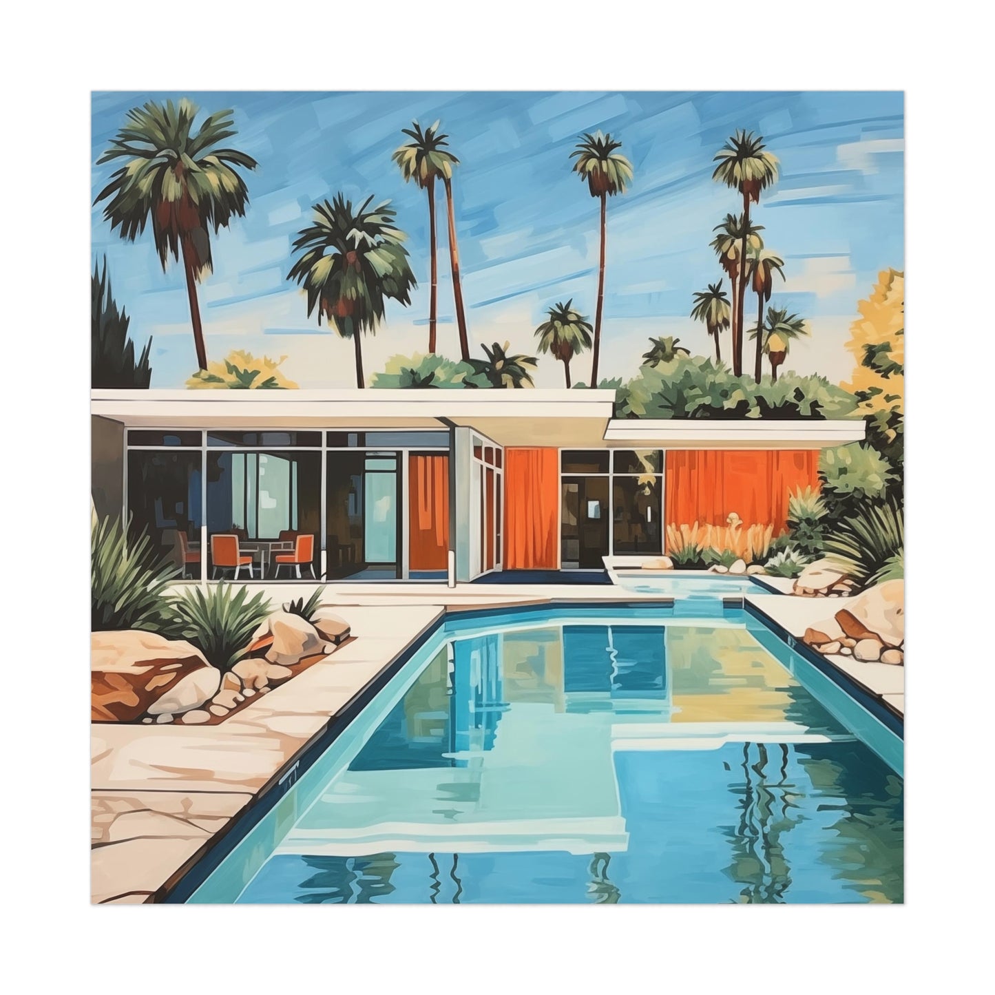 Midcentury Modern California Pool House Art, Pop Art, Upscale home decor print for the California Art lover