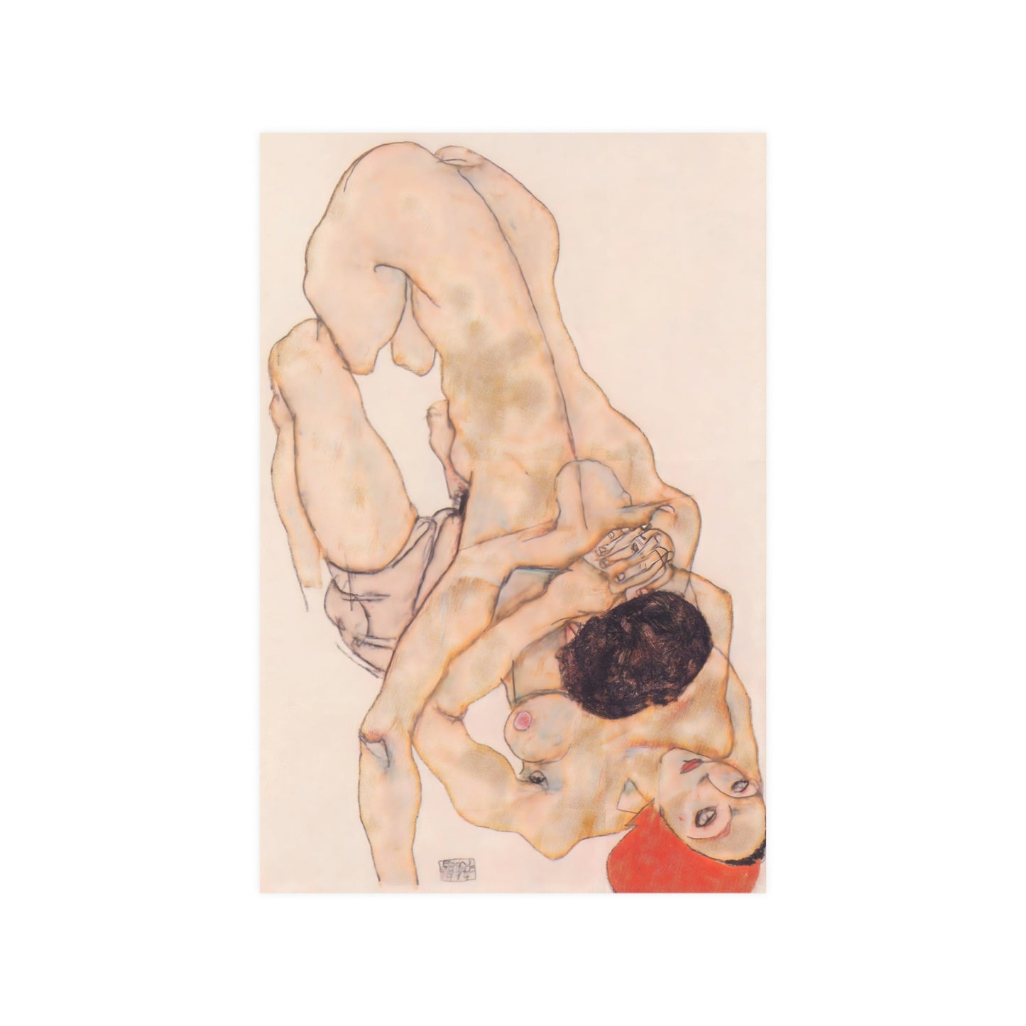 Lesbisches Liebespaar (1914) lesbian lovers by Egon Schiele Fine Art Print Poster Wall Decor