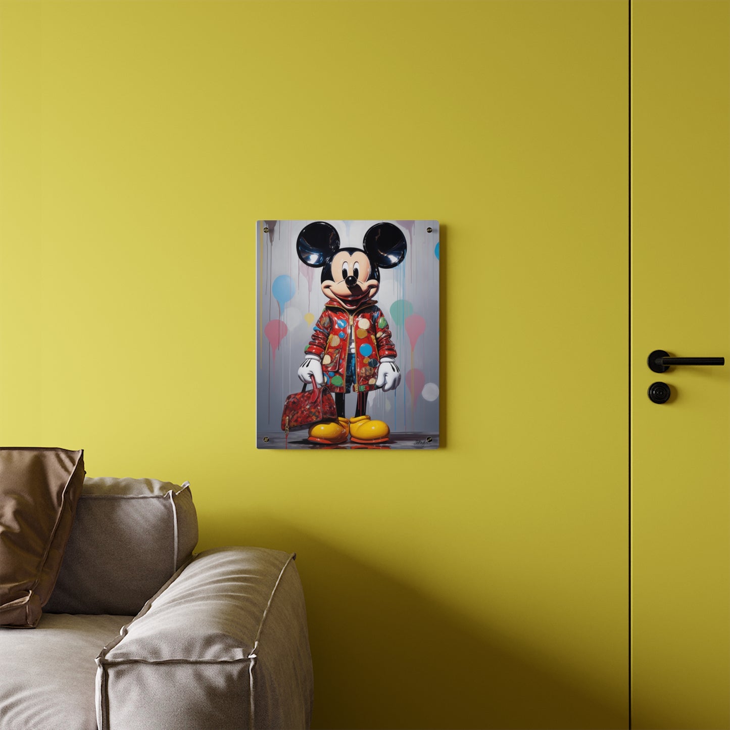 Pop Art Louis Vuitton Mickey Mouse Mashup Acrylic Wall Art Panel