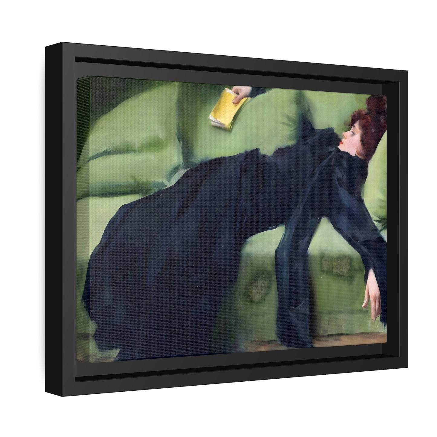 After The Ball By Ramon Casas, Decadent Young Woman Fine Art Print, Matte Canvas, Black Frame