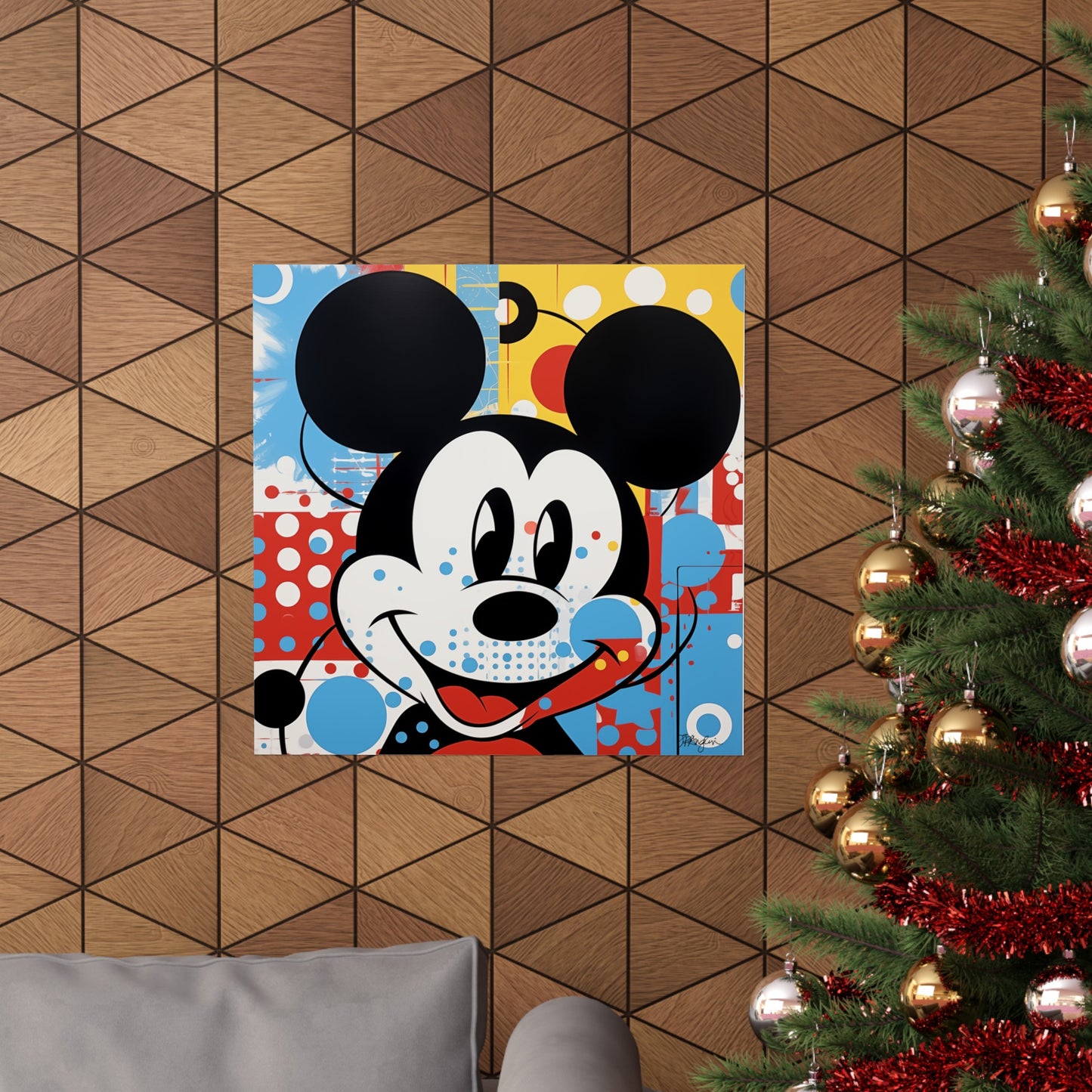 Pop Art Mickey Mouse Matte Square Poster Wall Art in Multiple Sizes Pop Home Wall Decor