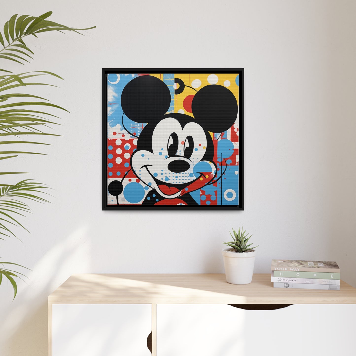 Pop Art Mickey Framed Fine Art Print, Matte Canvas, Black Frame