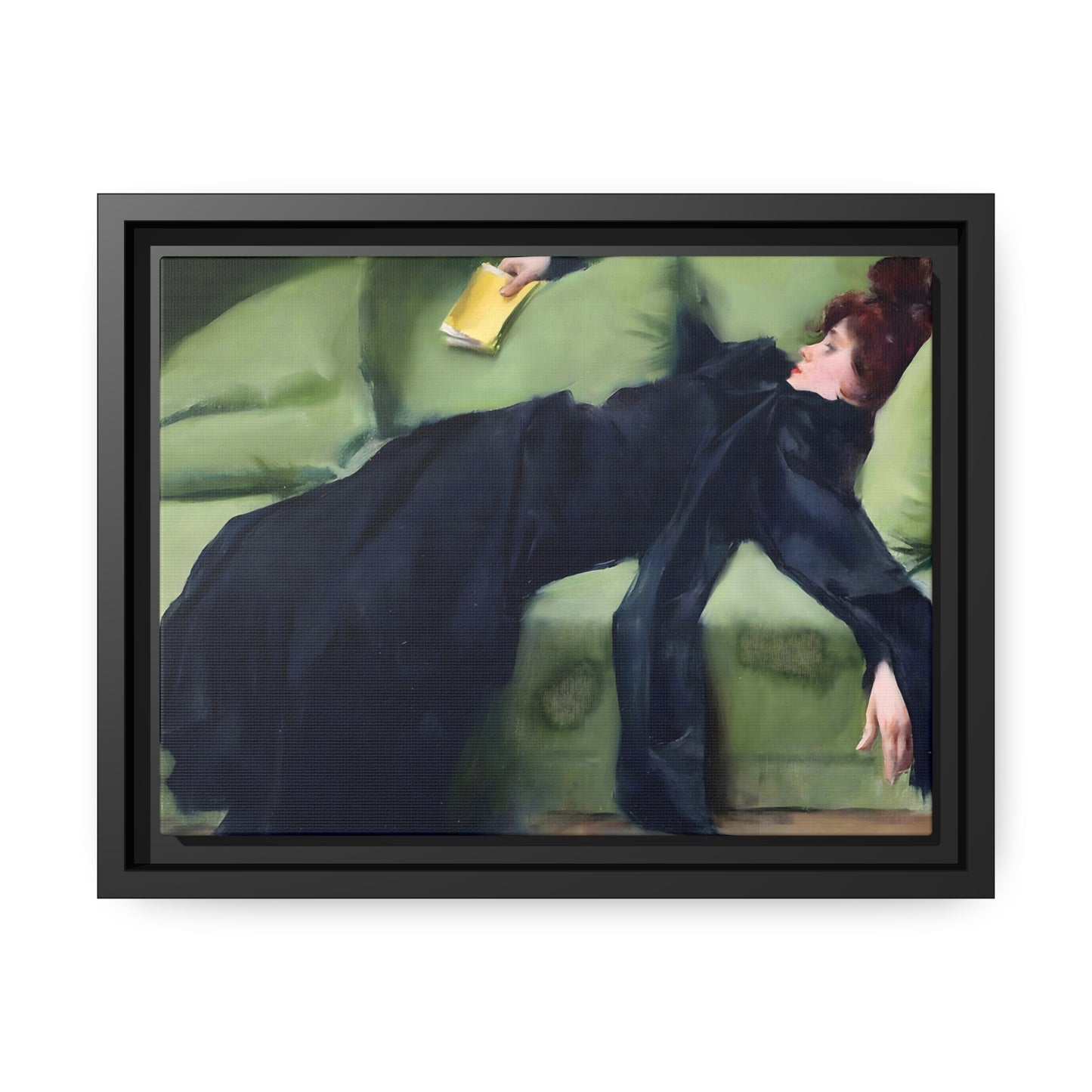 After The Ball By Ramon Casas, Decadent Young Woman Fine Art Print, Matte Canvas, Black Frame