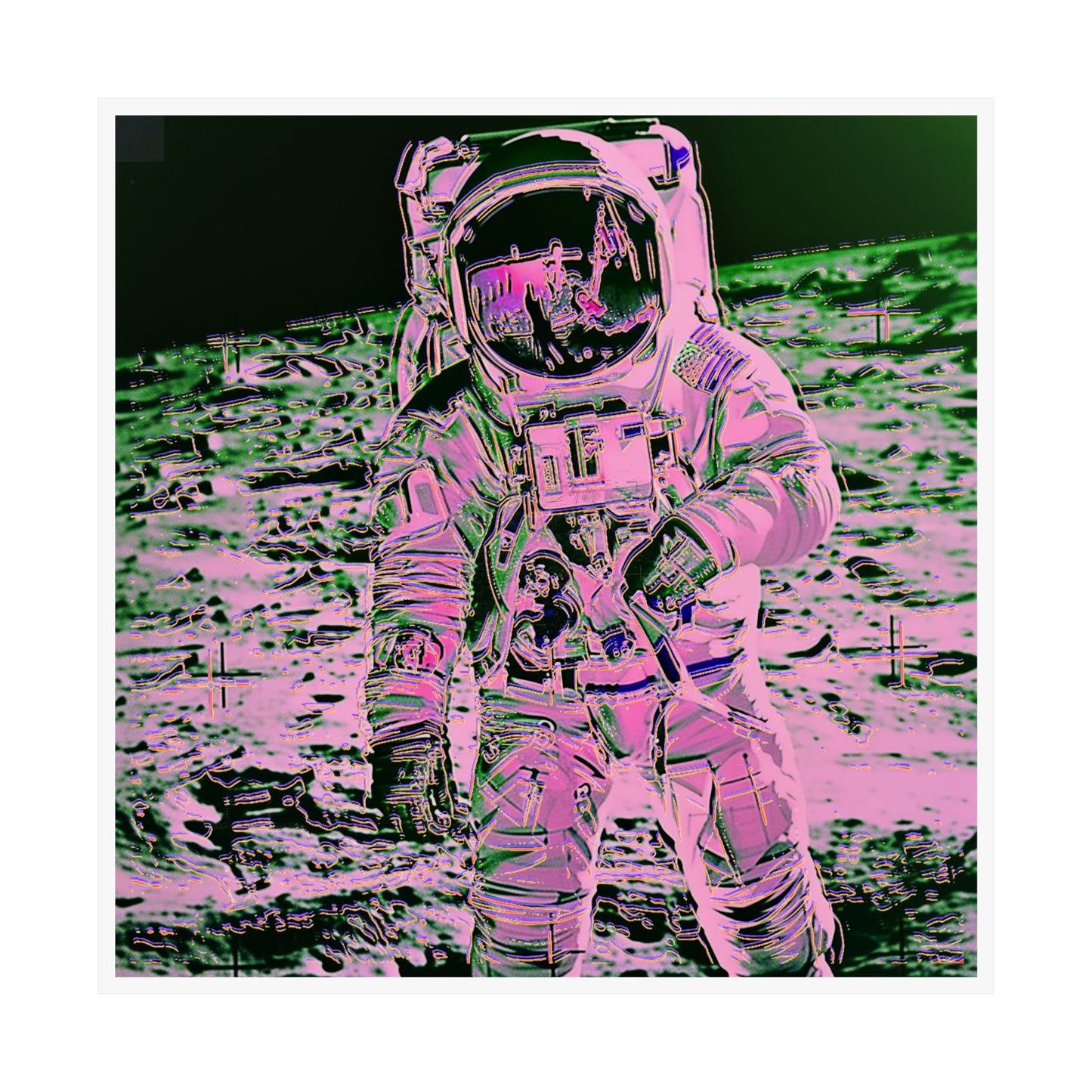 Pop Art Man on the Moon Astronaut Matte Square Poster Art, Warhol inspired Pop Art, Graffiti, Hip Hop