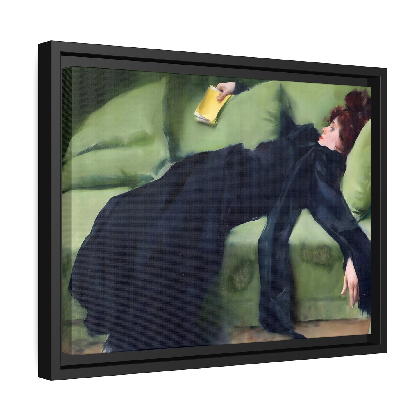 After The Ball By Ramon Casas, Decadent Young Woman Fine Art Print, Matte Canvas, Black Frame