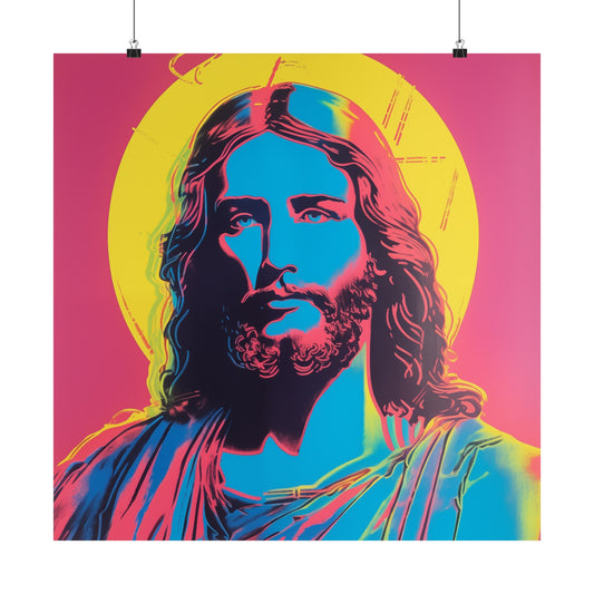 Pop Art Jesus Christ Matte Square Poster