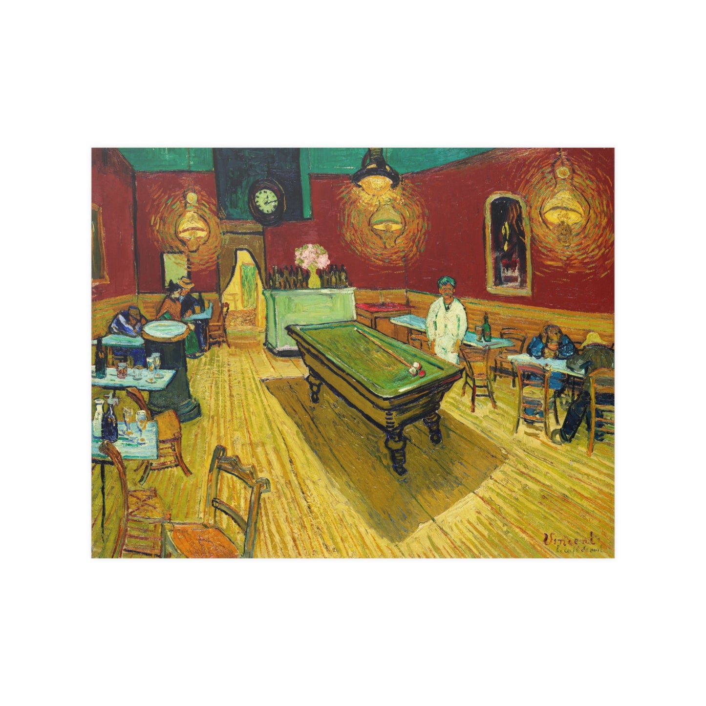 Le café de nuit (The Night Café) (1888) by Vincent van Gogh. Satin Art Poster Upscale Home Decor