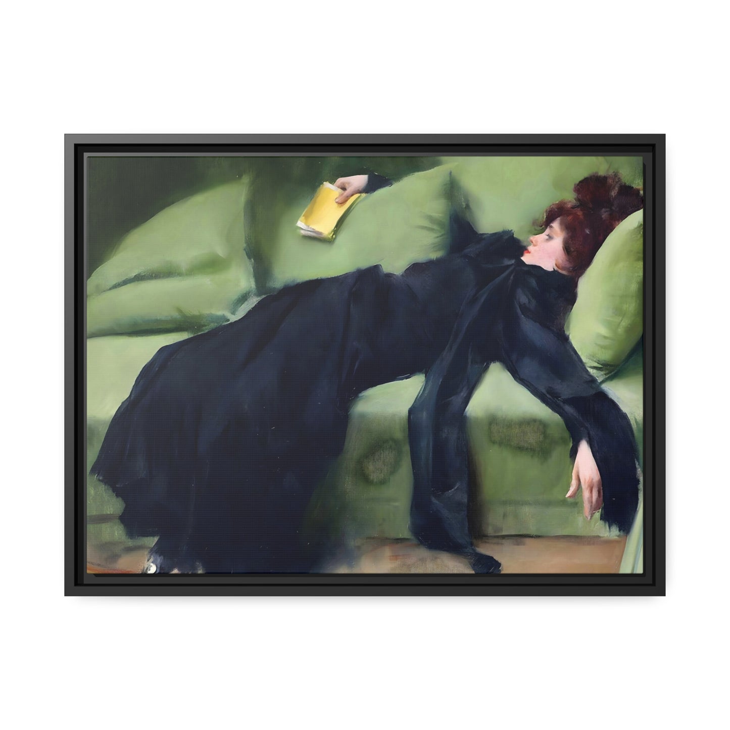 After The Ball By Ramon Casas, Decadent Young Woman Fine Art Print, Matte Canvas, Black Frame