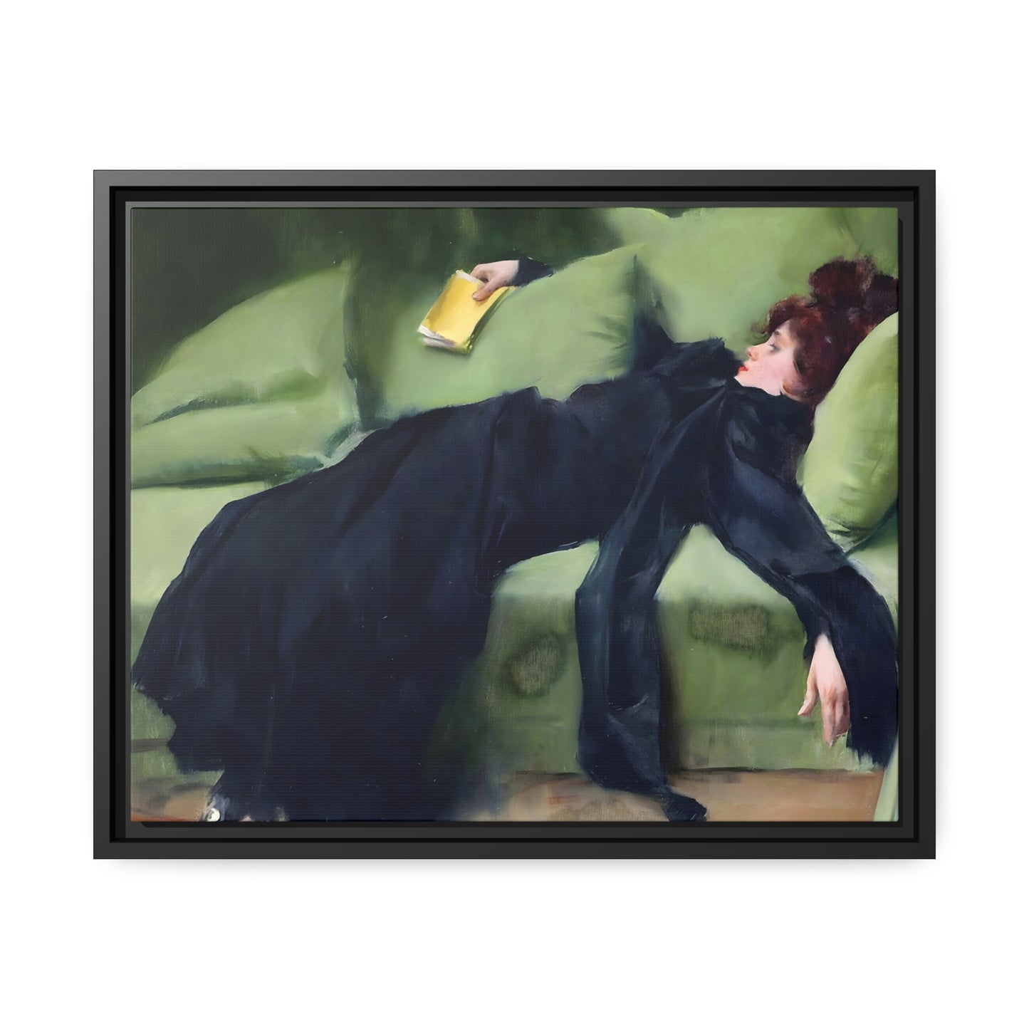 After The Ball By Ramon Casas, Decadent Young Woman Fine Art Print, Matte Canvas, Black Frame