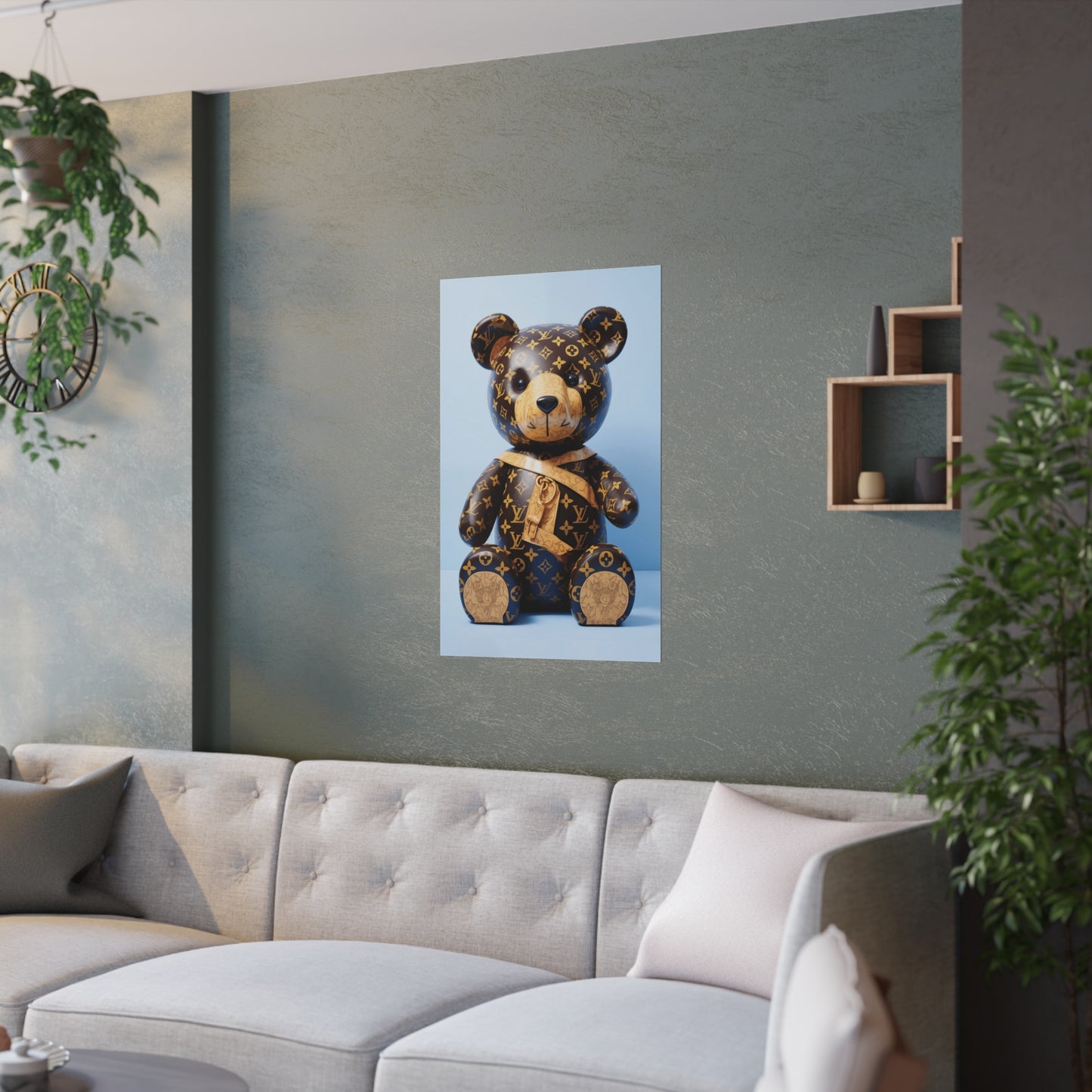 Hip Hop Bling Bling Bear Art Print Satin Poster Upscale Home Decor