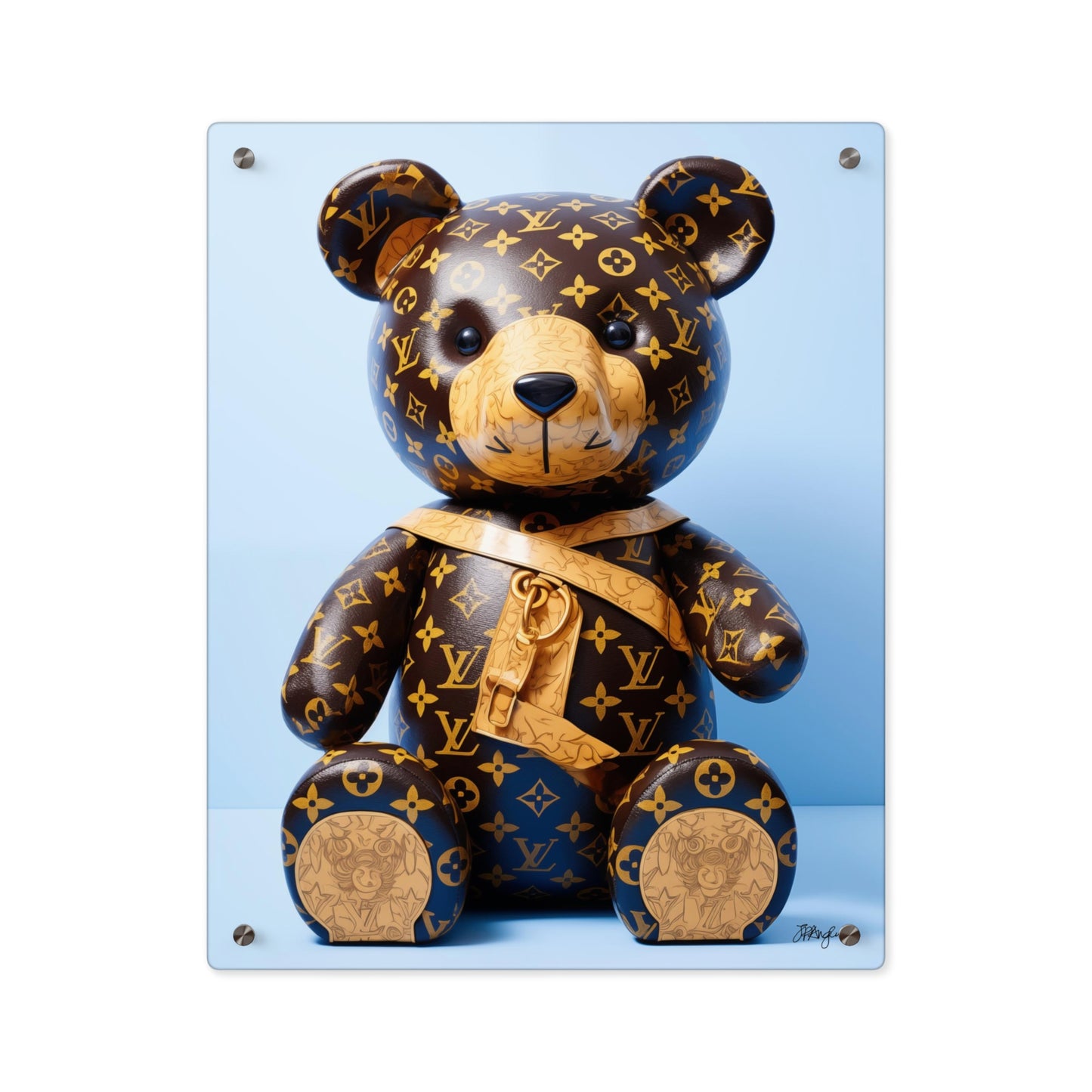 Pop Art LV Teddy Bear Mashup Acrylic Wall Art Panel