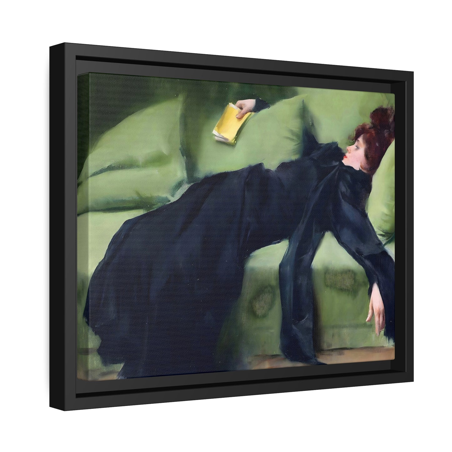 After The Ball By Ramon Casas, Decadent Young Woman Fine Art Print, Matte Canvas, Black Frame