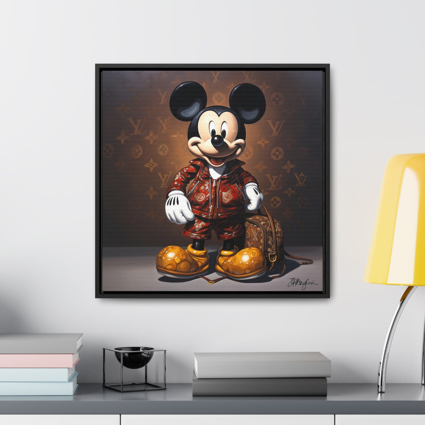 Pop Art Dapper Haute Couture Mickey Artwork Print on Canvas, in Gallery Frame