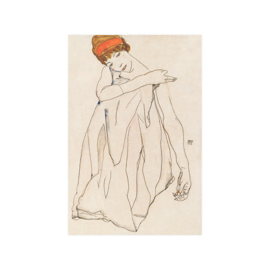 Dancer (1913) by Egon Schiele Upscale 12"x18" Satin Poster Upscale Home Decor